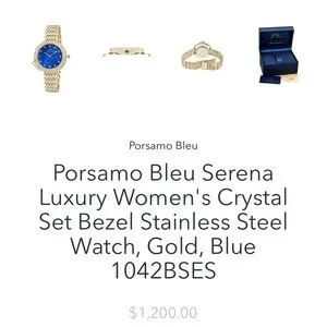 Porsamo Bleu Serena Luxury Women’s Crystal Set Bezel Stainless Steel Watch 1002CCES_200x.jpg?v=1621456486 main image 3